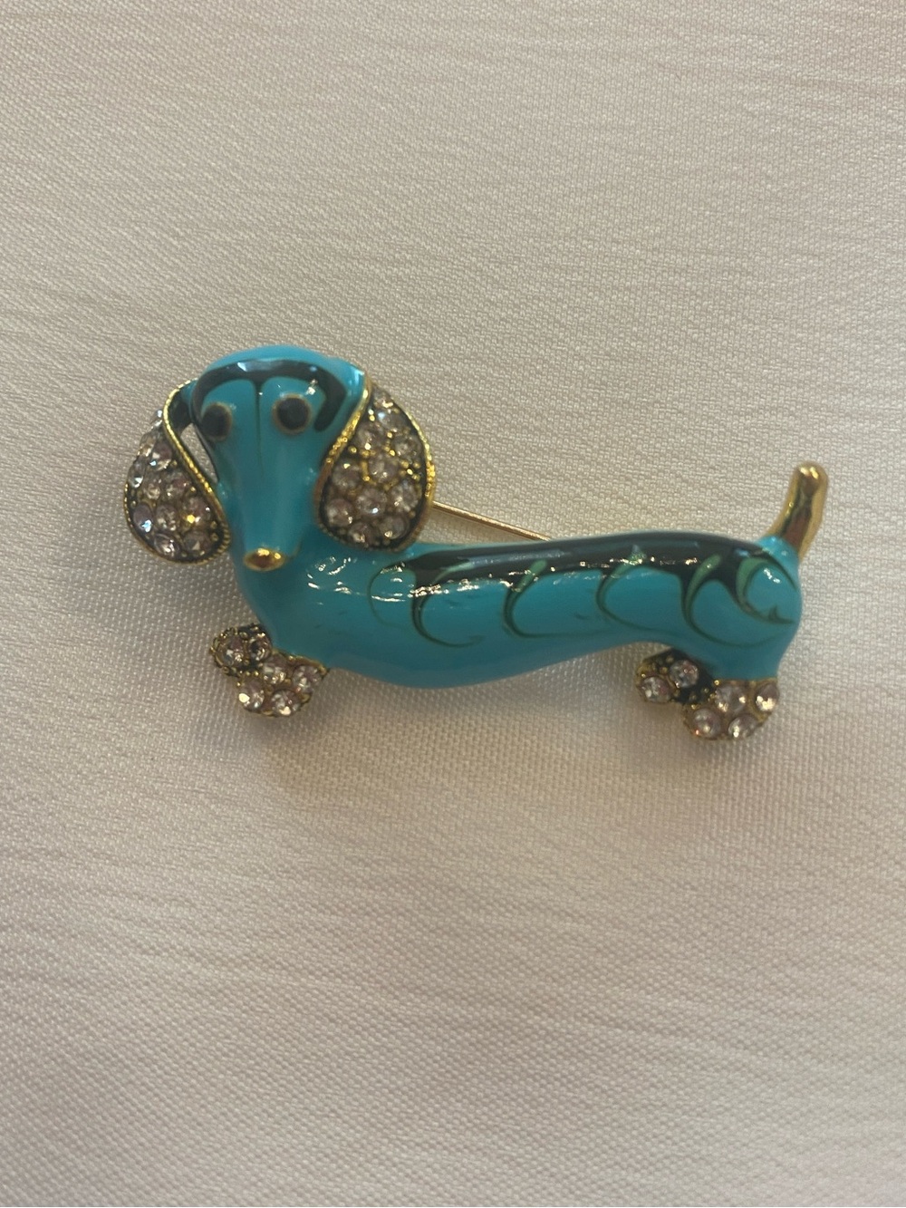 Turquoise Dachshund Dog Brooch Turquoise New Pin